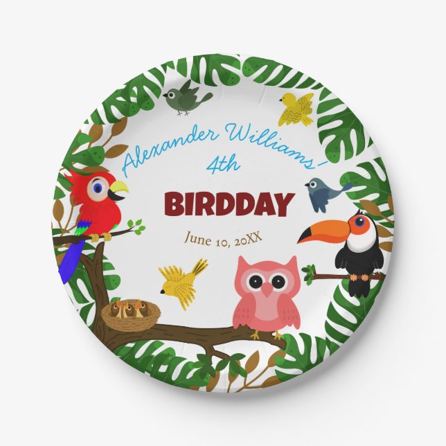 Niedlicher Jungle Sommervögel Geburtstag des Kinde Pappteller (Vorderseite)