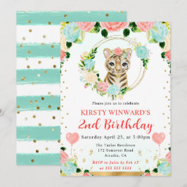 Niedlicher Jungle Tiger Kindergeburtstag Einladung