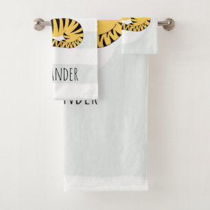 Niedlicher Jungle Tiger mit Namenskindern Badhandtuch Set