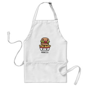 Niedlicher Junk‑Food‑Burger und Pommes Schürze