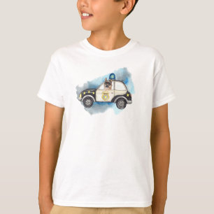 Niedlicher K-9 Hund mit einem Polizeiauto T-Shirt