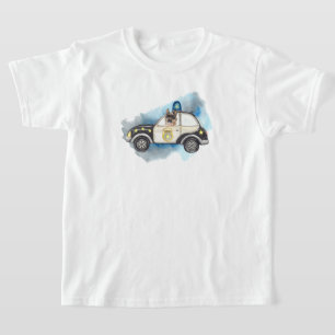 Niedlicher K-9 Hund mit einem Polizeiauto T-Shirt
