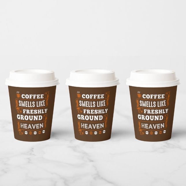 niedlicher Kaffee Bar Party Wortart Paper Cups Pappbecher (Multi)