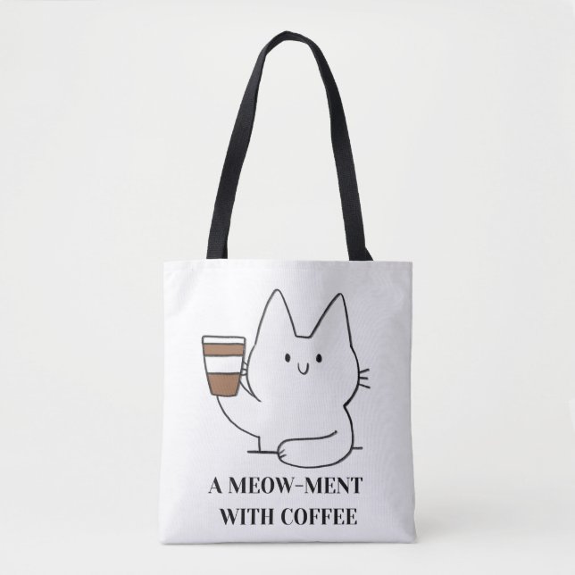 Niedlicher Kaffee Cat Art - Minimalistisches Kawai Tasche (Vorderseite)