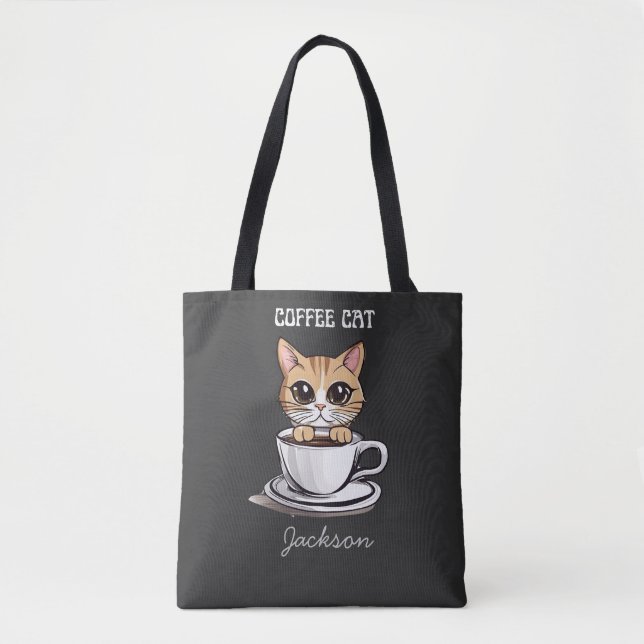 Niedlicher Kaffee Chat Personalisiert Funny Tote T Tasche (Vorderseite)