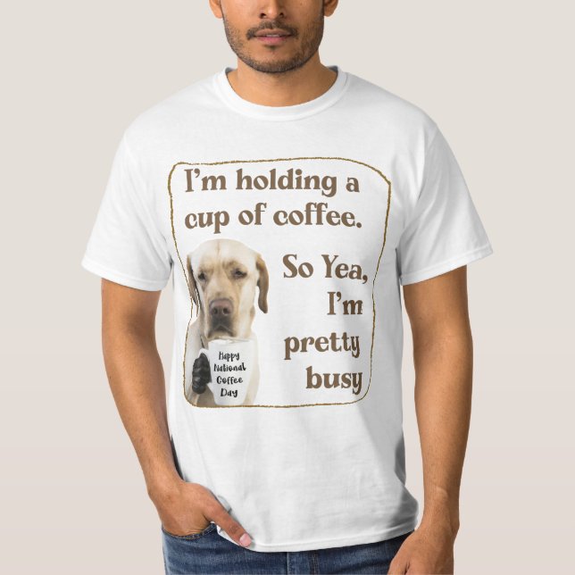 Niedlicher Kaffee-Trinken Labrador-T - Shirt (Vorderseite)