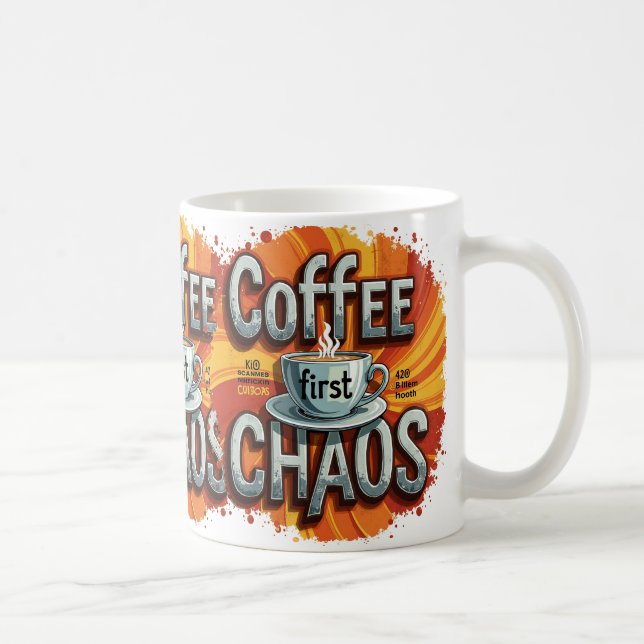 niedlicher Kaffee und Bagel am Morgen - Cartoon Ge Kaffeetasse (Rechts)