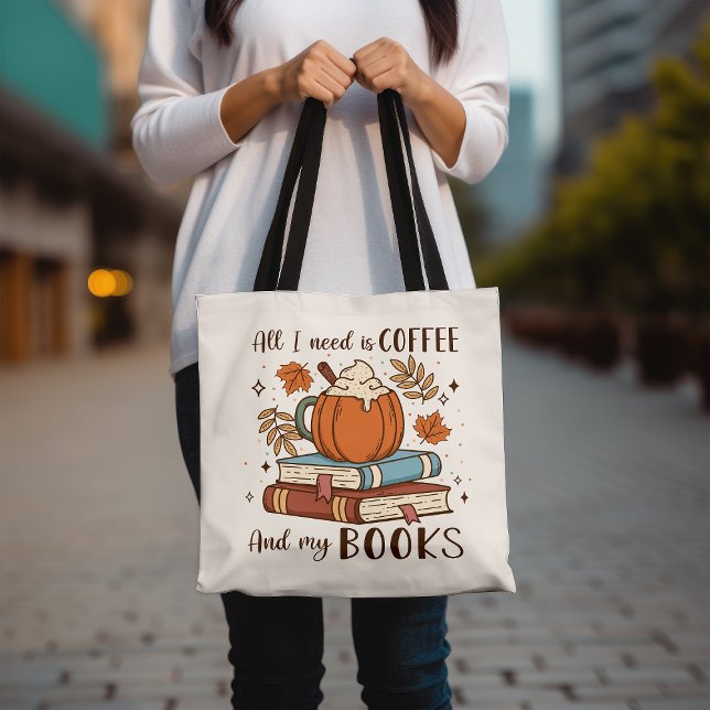 Niedlicher Kaffee und Buch Lover Herbst Pumpkin Ge Tasche (Von Creator hochgeladen)