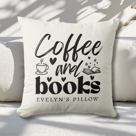 Niedlicher Kaffee und Buchliebhaber Personalisiert Kissen