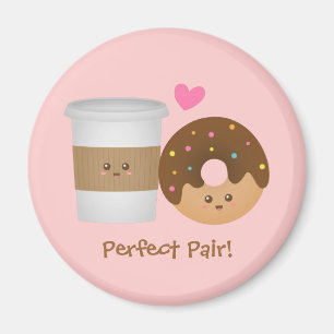 Niedlicher Kaffee und Donut in Liebe, perfekt paar Magnet