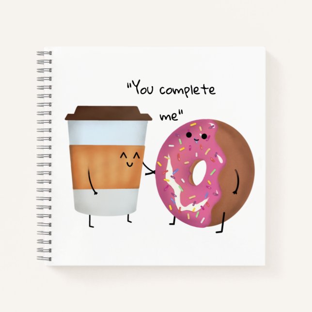 Niedlicher Kaffee und Donut Komplettes Paar Notizbuch (Vorderseite)