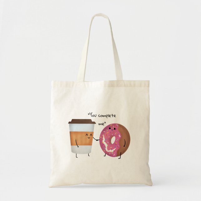 Niedlicher Kaffee und Donut Komplettes Paar Tragetasche (Vorne)