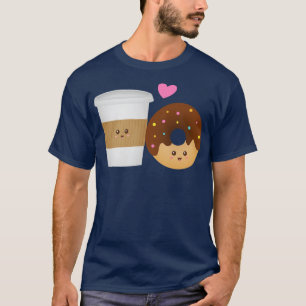 Niedlicher Kaffee und Donut perfekt zusammen T-Shirt
