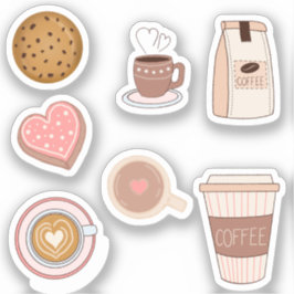 Niedlicher Kaffee und einfache Aufkleber