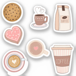 Niedlicher Kaffee und einfache Aufkleber