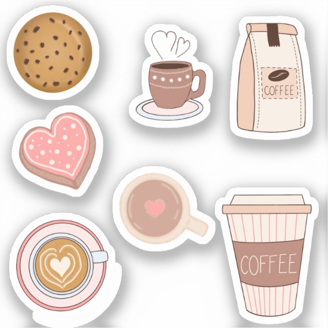 Niedlicher Kaffee und einfache Aufkleber (Vorderseite)