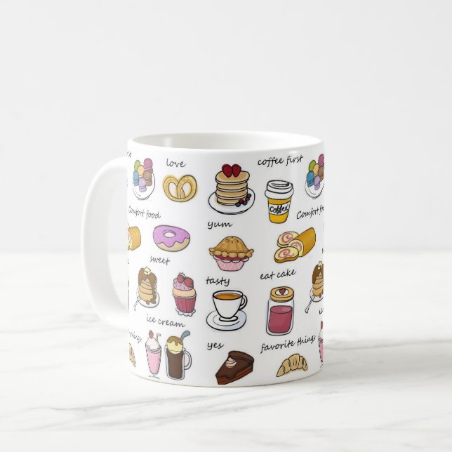 Niedlicher Kaffee und Komfort - Illustriertes Must Kaffeetasse (Vorderseite Links)