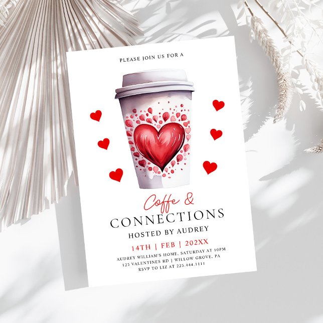 Niedlicher Kaffee und Verbindungen Latte Valentine Einladung (Von Creator hochgeladen)
