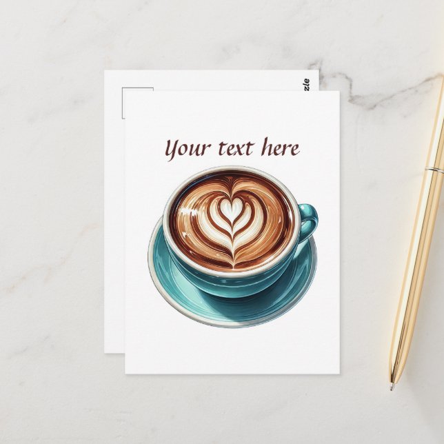 Niedlicher Kaffeetext Postkarte (Vorderseite/Rückseite Beispiel)