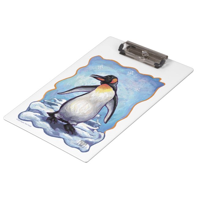 Niedlicher Kaiser Pinguin Klemmbrett (Schrägansicht)