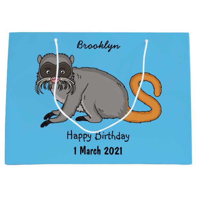 Niedlicher Kaiser Tamarin Illustrator Cartoon Große Geschenktüte (Vorderseite)