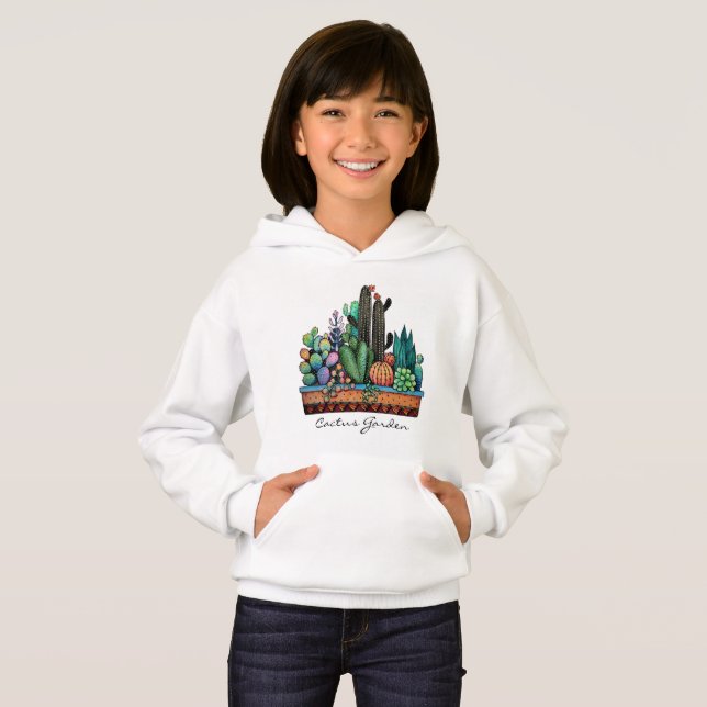 Niedlicher Kakteen Garden in Pot Hoodie (Vorne ganz)
