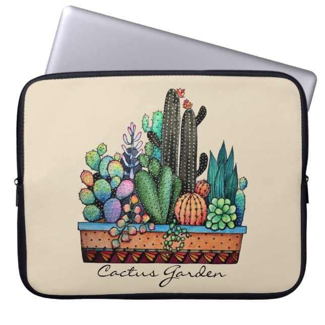 Niedlicher Kakteen Garden in Pot Laptopschutzhülle (Vorderseite)