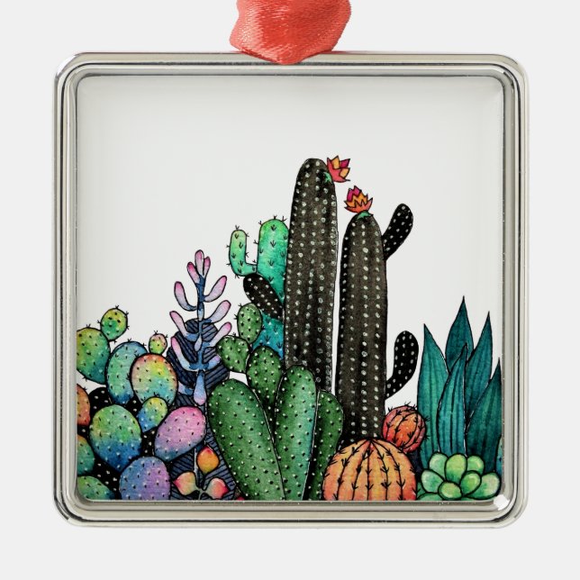 Niedlicher Kakteen Garden in Pot Ornament Aus Metall (Vorne)