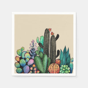 Niedlicher Kakteen Garden in Pot Serviette