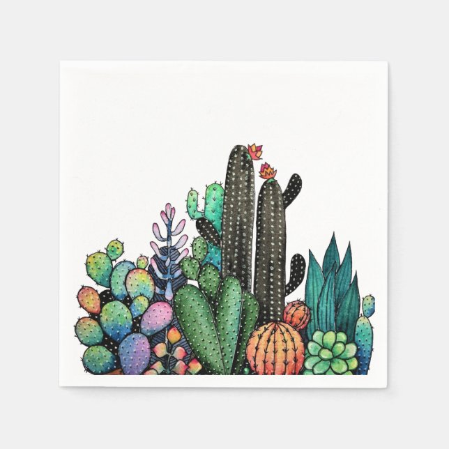Niedlicher Kakteen Garden in Pot Serviette (Vorderseite)