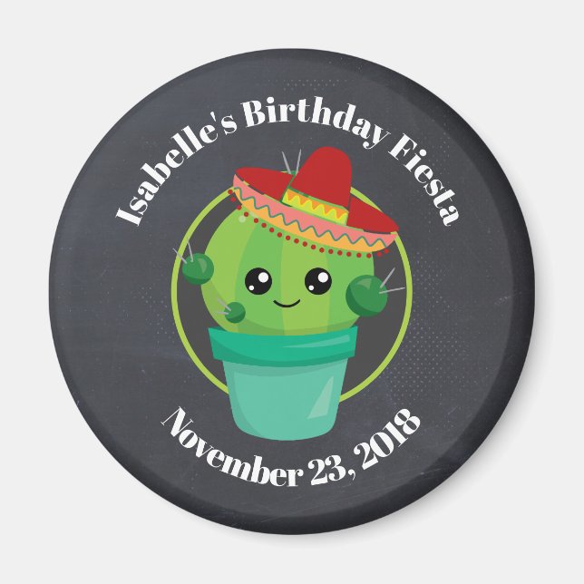 Niedlicher Kaktus in einem Sombrero-Geburtstag Sav Magnet (Vorne)