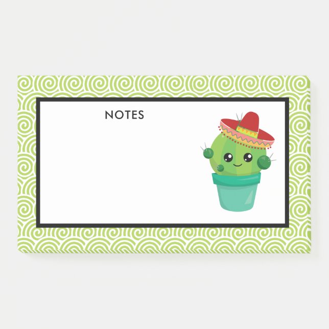 Niedlicher Kaktus in einem Sombrero Post-it Klebezettel (Vorderseite)