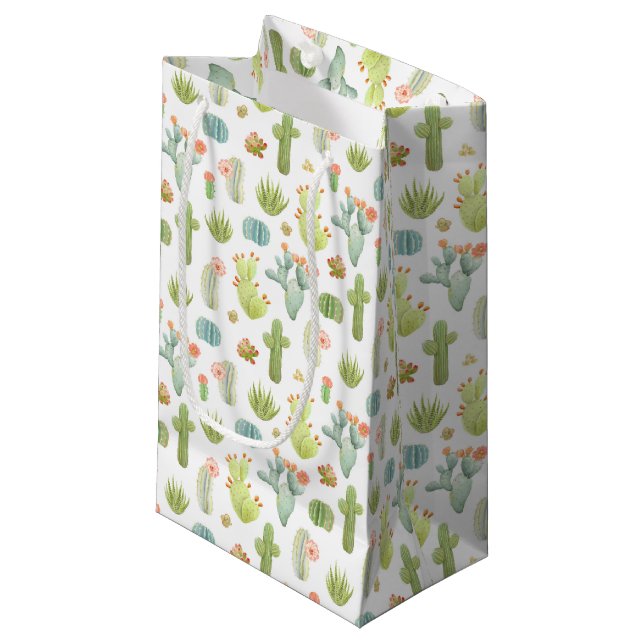 Niedlicher Kaktus-stehendes Muster Kleine Geschenktüte (Vorderseite Schrägansicht)