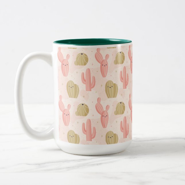 niedlicher Kaktus Zweifarbige Tasse (Links)