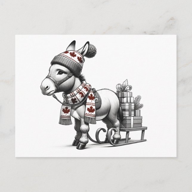 Niedlicher kanadischer WeihnachtsDonkey Postkarte (Vorderseite)