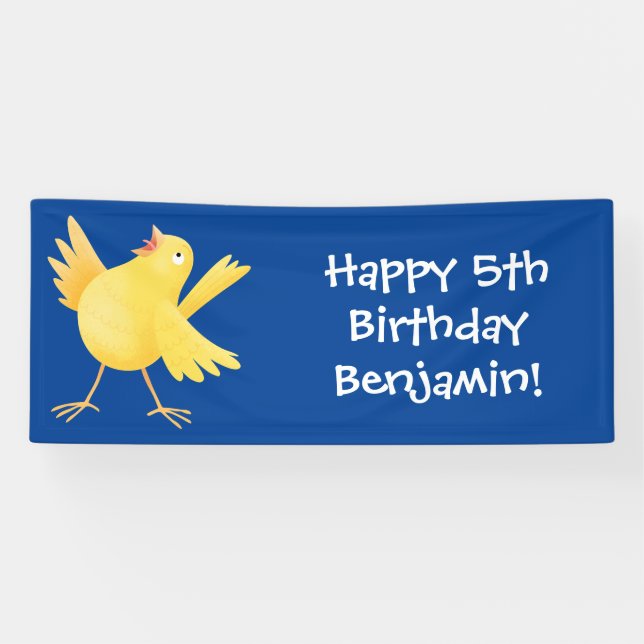 Niedlicher Kanarienvogel-Cartoon Banner (Horizontal)