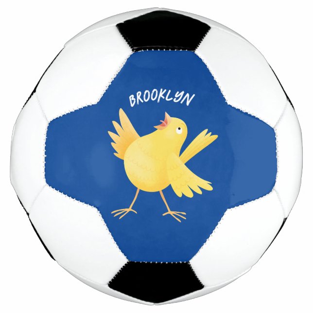 Niedlicher Kanarienvogel-Cartoon Fußball (Vorderseite)