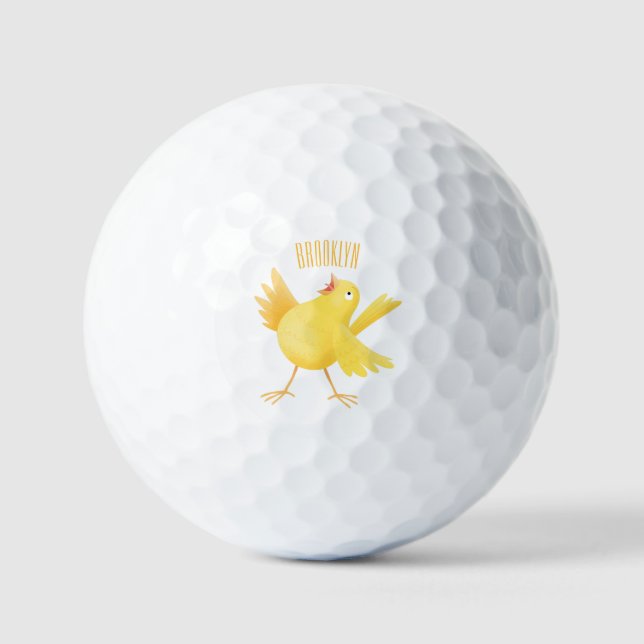 Niedlicher Kanarienvogel-Cartoon Golfball (Vorderseite)