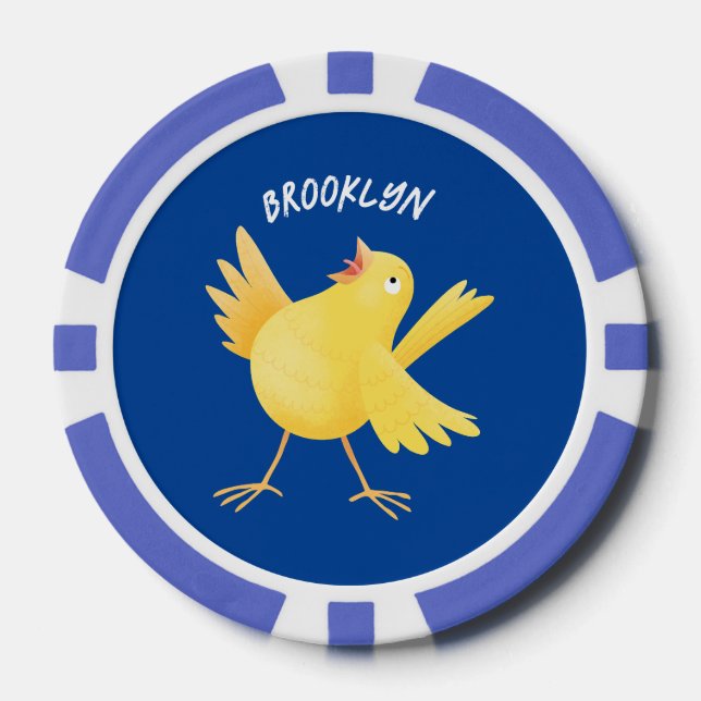 Niedlicher Kanarienvogel-Cartoon Pokerchips (Vorderseite)