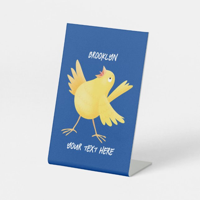 Niedlicher Kanarienvogel-Cartoon Sockelschild (Vorderseite)