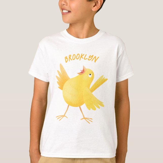 Niedlicher Kanarienvogel-Cartoon T-Shirt (Vorderseite)