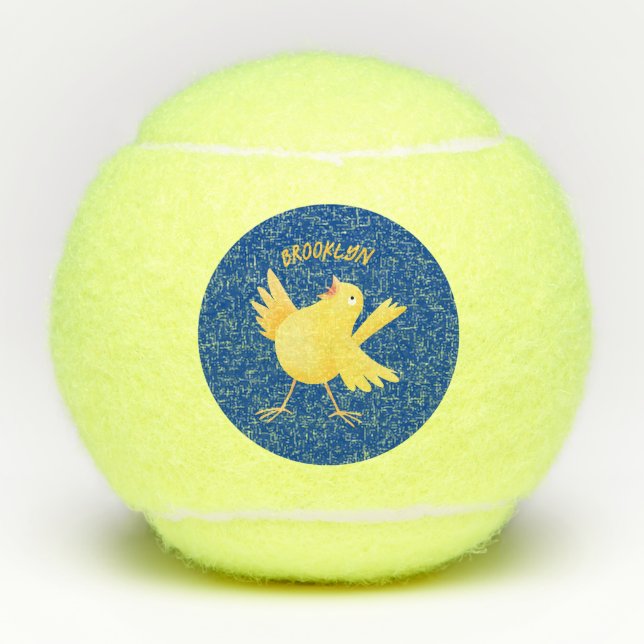 Niedlicher Kanarienvogel-Cartoon Tennisbälle (Vorderseite)