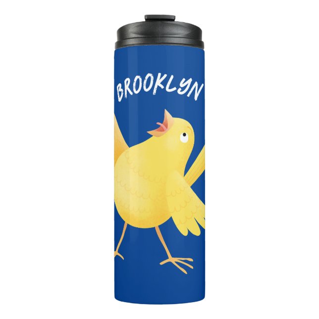 Niedlicher Kanarienvogel-Cartoon Thermosbecher (Vorderseite)