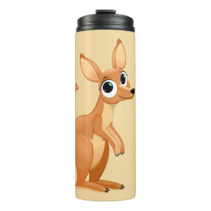 Niedlicher Kangaroo-individuelle Name und Textwäsc Thermosbecher