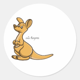 Niedlicher Kangaroo-Rundaufkleber Runder Aufkleber