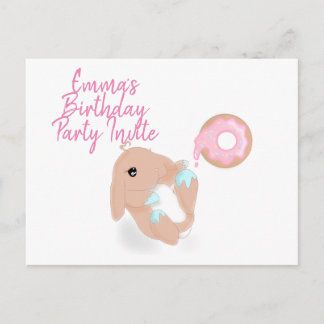 Niedlicher Kaninchen Cartoon Bunny Birthday Party  Postkarte