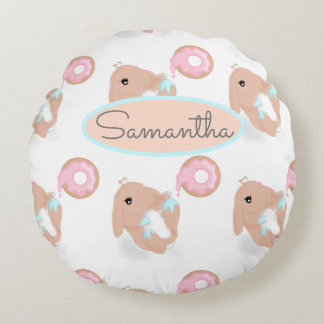 Niedlicher Kaninchen Cartoon Bunny Donut Kinderzim Rundes Kissen