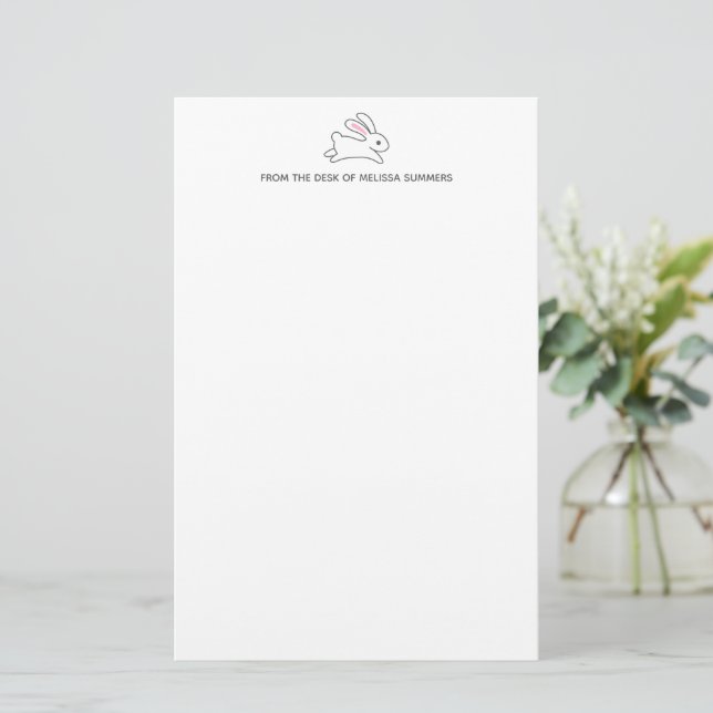 Niedlicher Kaninchenbenutzerdefinierter Kantentext Briefpapier (Stehend Vorderseite)