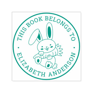 Niedlicher Kaninchenbunny Cartoon Dieses Buch gehö Permastempel