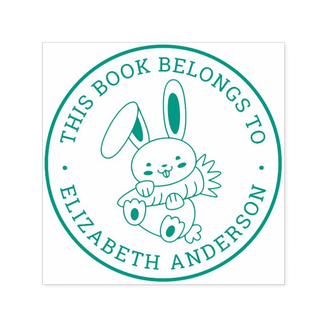 Niedlicher Kaninchenbunny Cartoon Dieses Buch gehö Permastempel (Design)